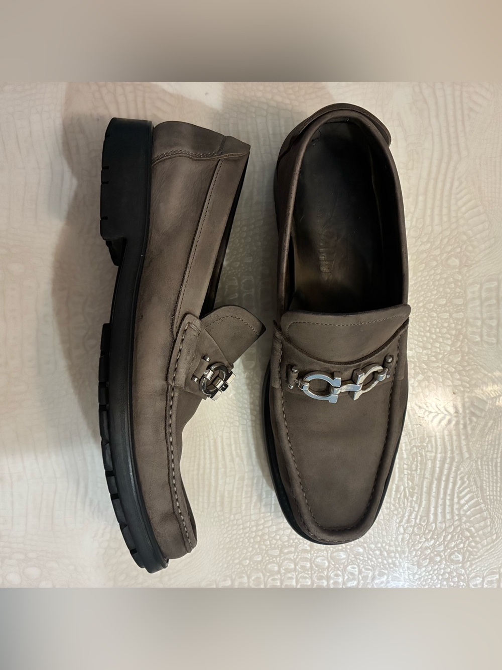 Salvatore Ferragamo Suede Bit Loafers